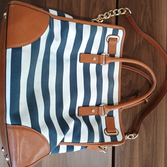 Michael Kors Striped Navy and Tan Women's Bag - Picture 6 of 16